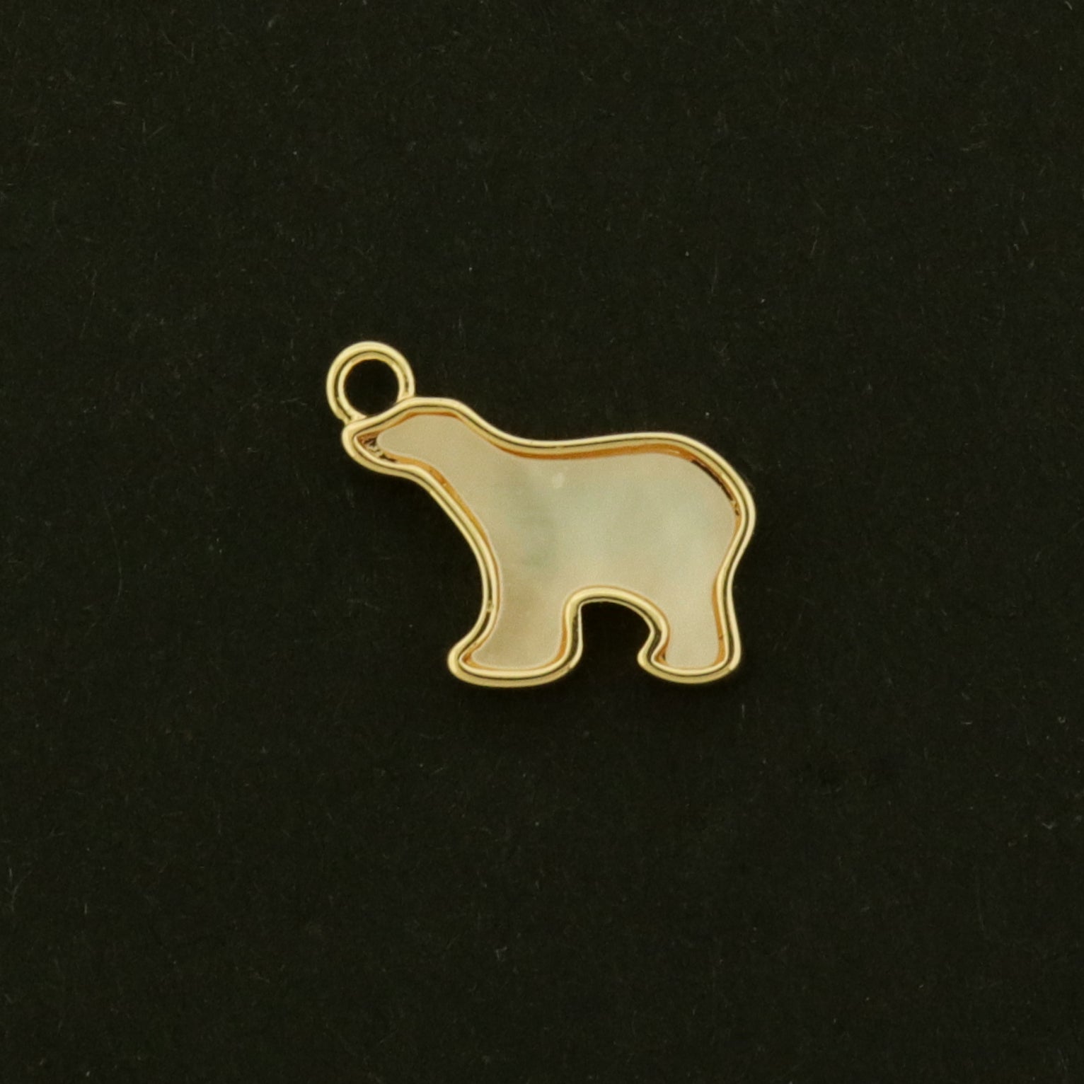 14k Polar Bear Charm - Shell Inlay - 14k Gold Plated Copper - GLD1294