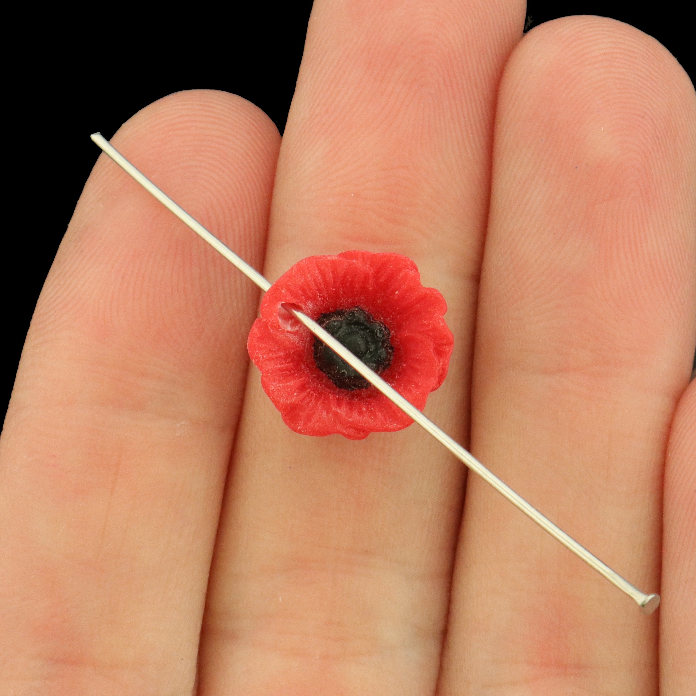 4 Poppy Acrylic Charms - Remembrance Day - 13mm - K075