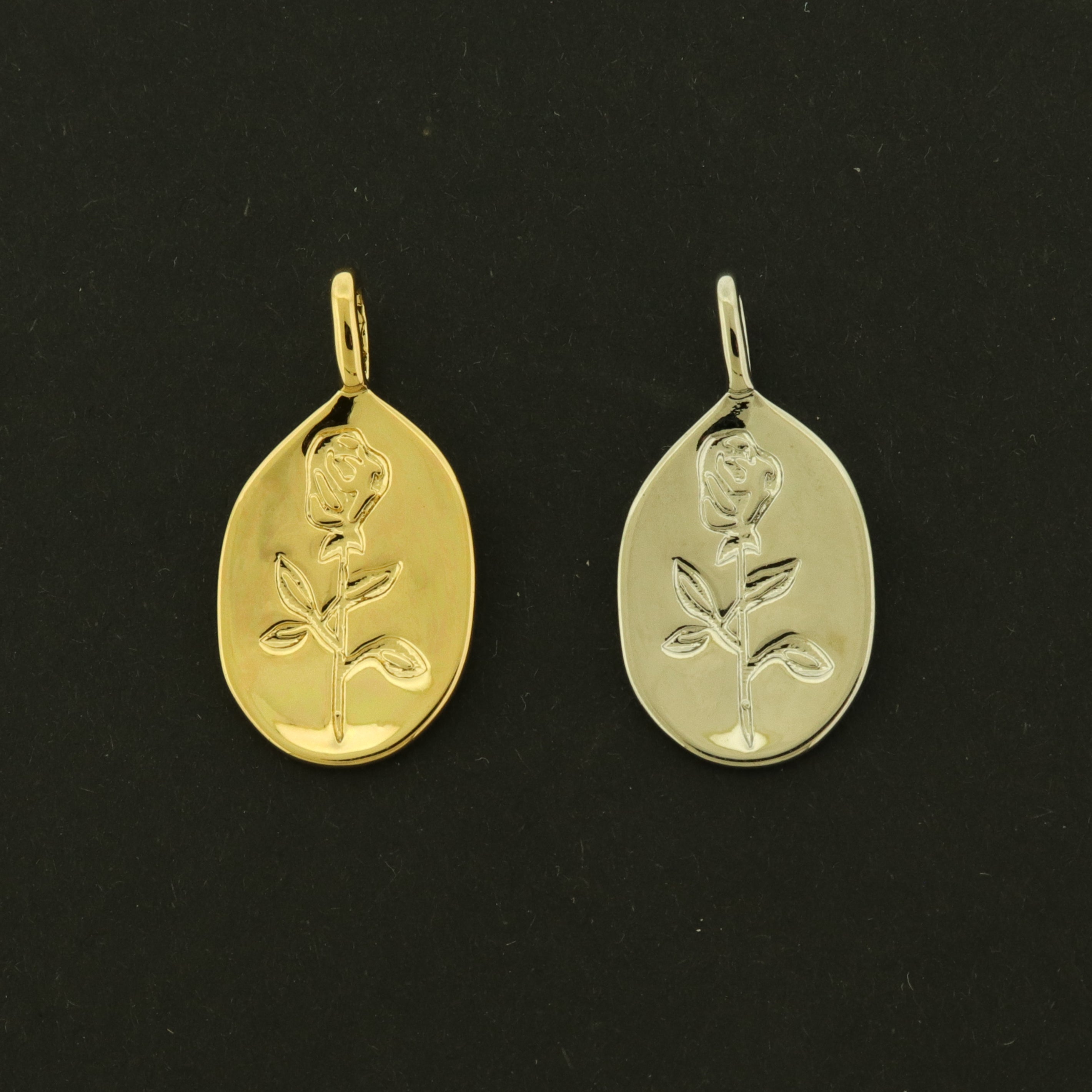 14k Rose Charm - Flower Pendant - Choose 14k Gold Plated or White Gold Plated!