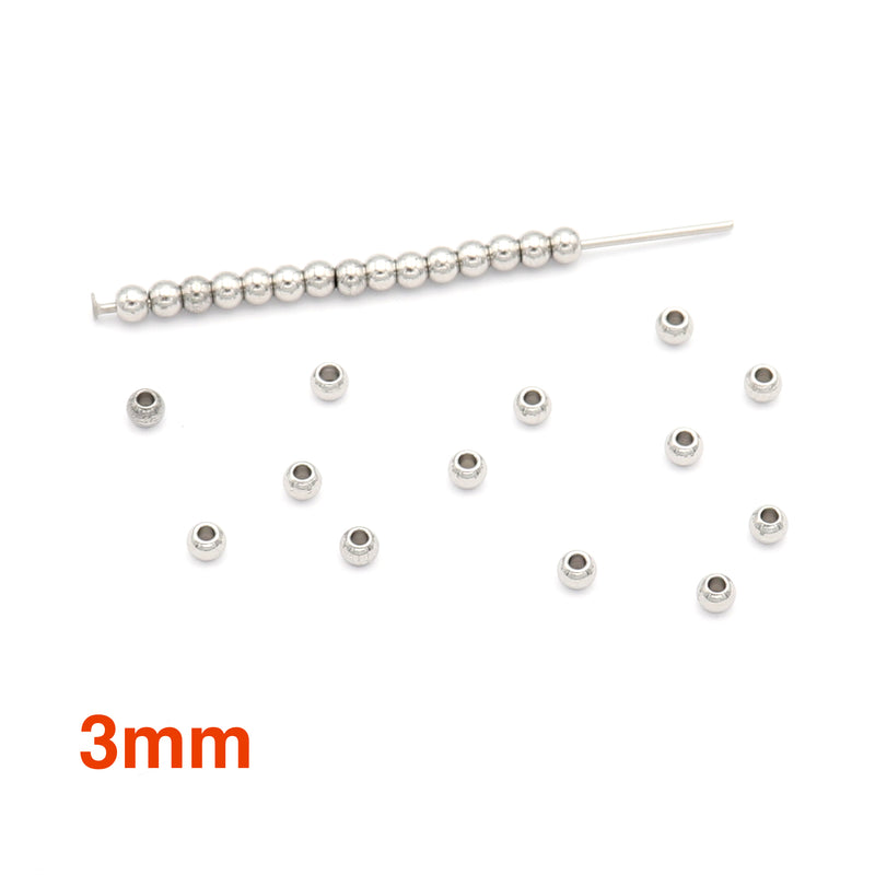 Stainless Steel Polished Beads - 3mm, 4mm, 6mm, 8mm, 10mm - Seamless Round and Shiny!