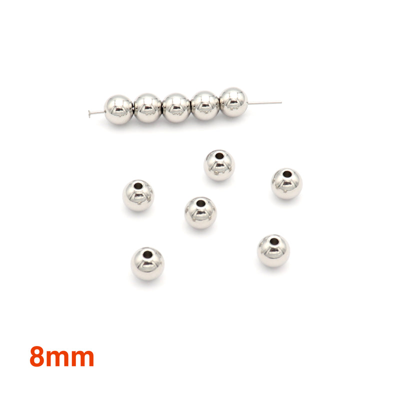 Stainless Steel Polished Beads - 3mm, 4mm, 6mm, 8mm, 10mm - Seamless Round and Shiny!