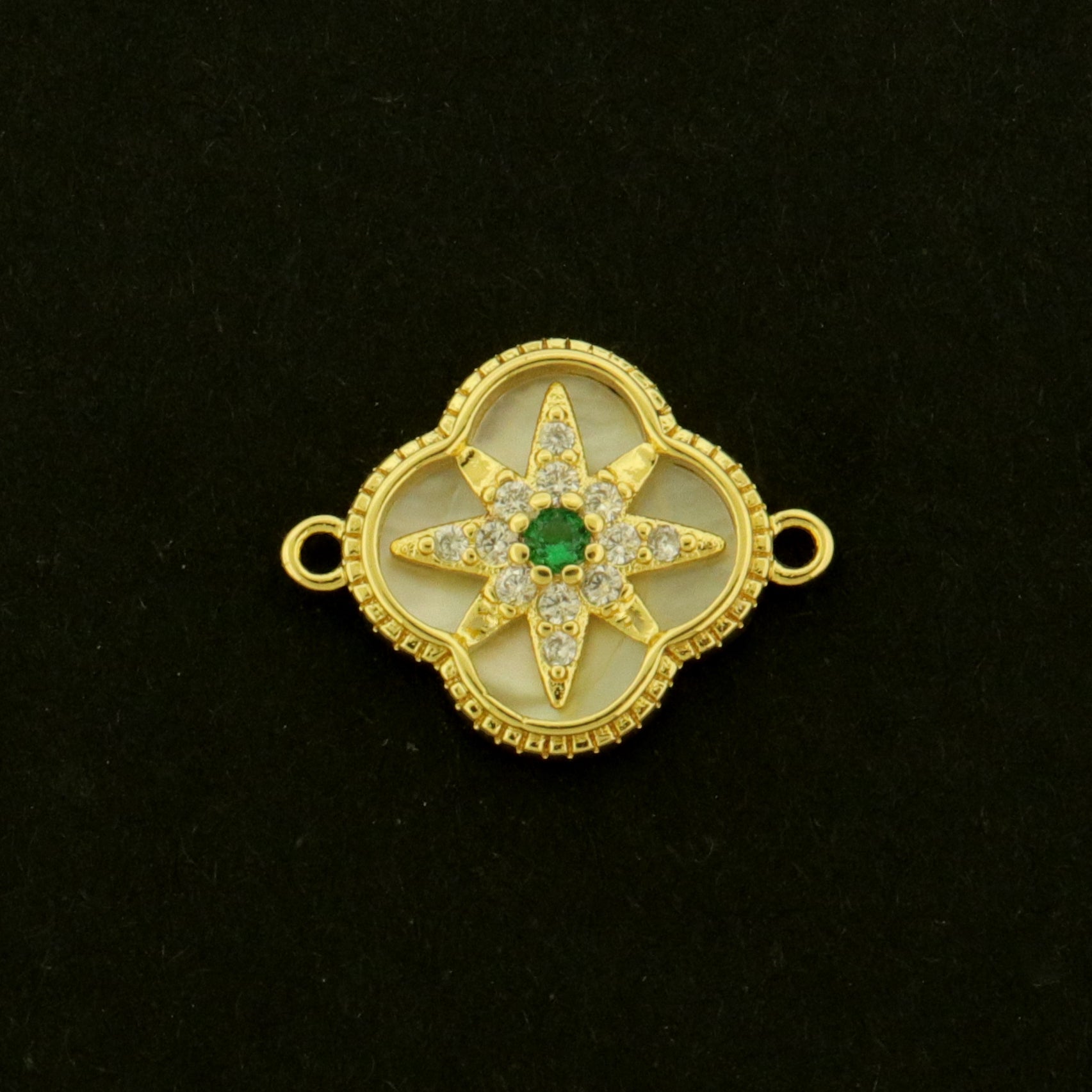 14k Northern Star Charm with Inlaid Shell - Choose Pendant or Connector!