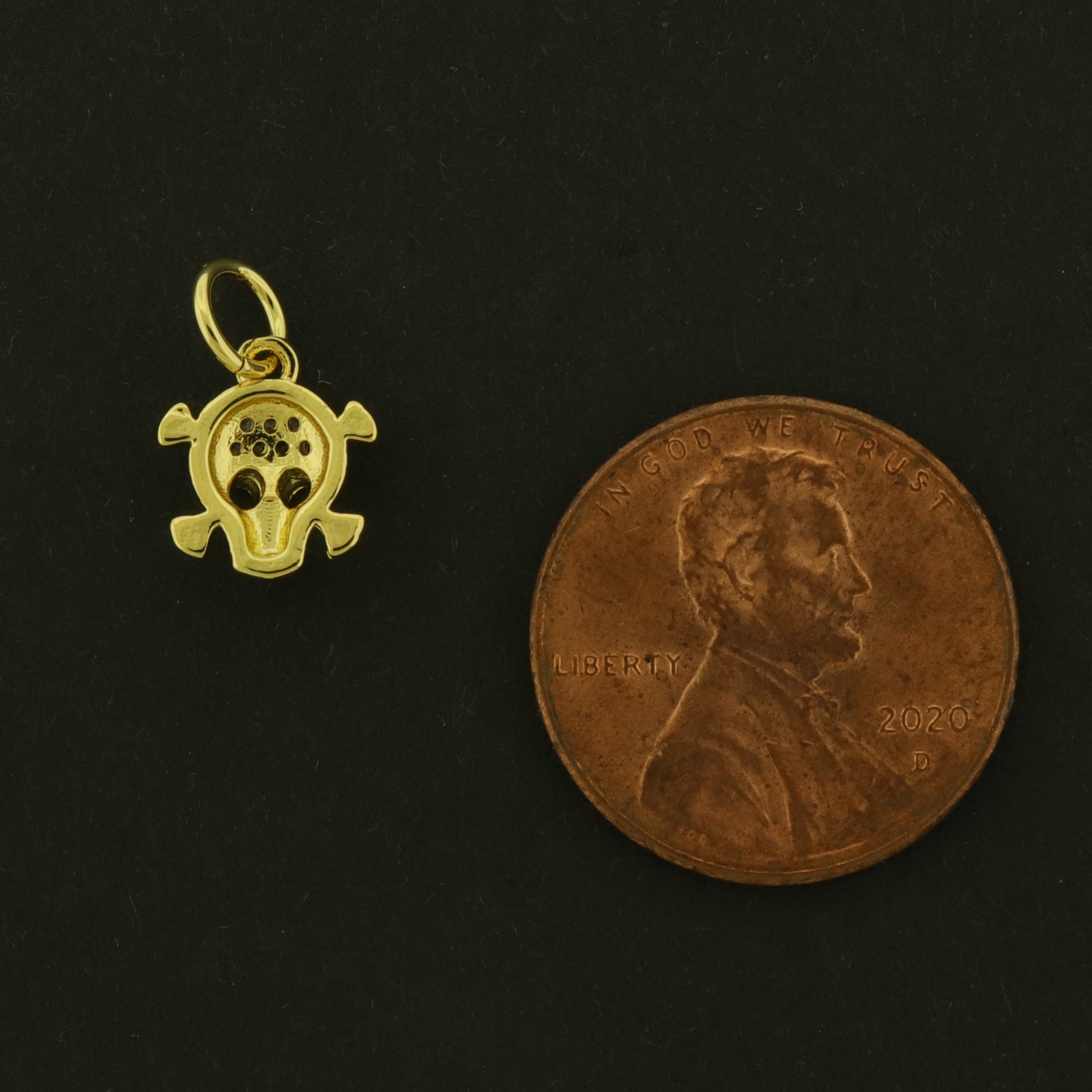 18k Skull Charm - Halloween Pendant - 18k Gold Plated - GLD1265