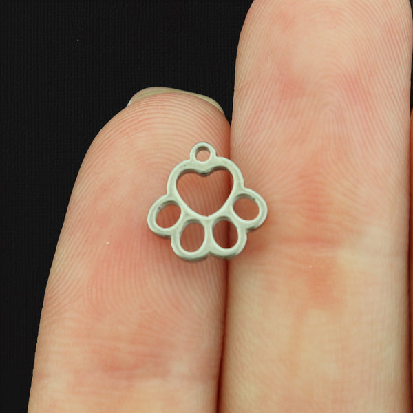 2 Paw Print Stainless Steel Charms - Choose Your Tone
