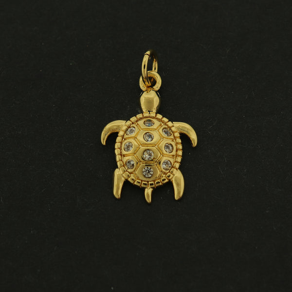 14k Turtle Charm - Sea Pendant - 14k Gold Plated - GLD503