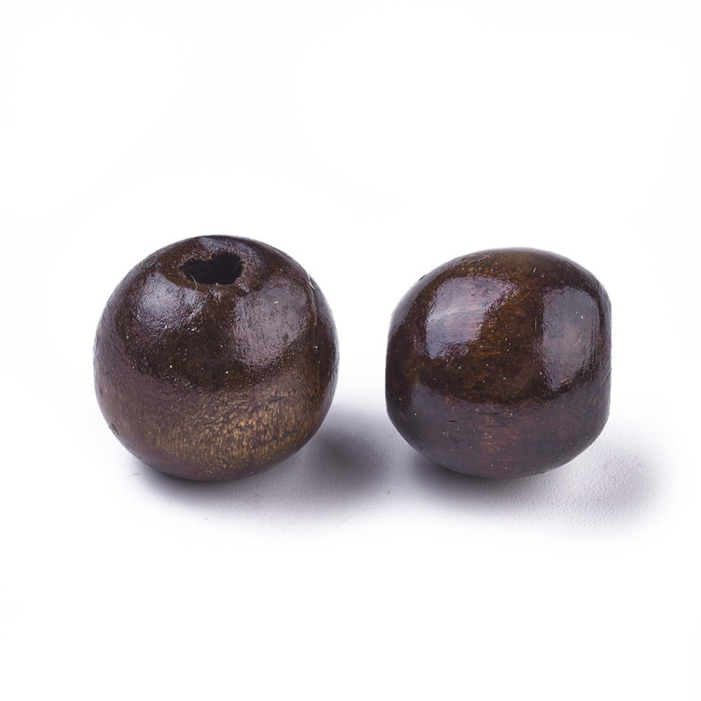 50 Round Natural Wooden Beads - 18mm - Coconut Brown - BD047