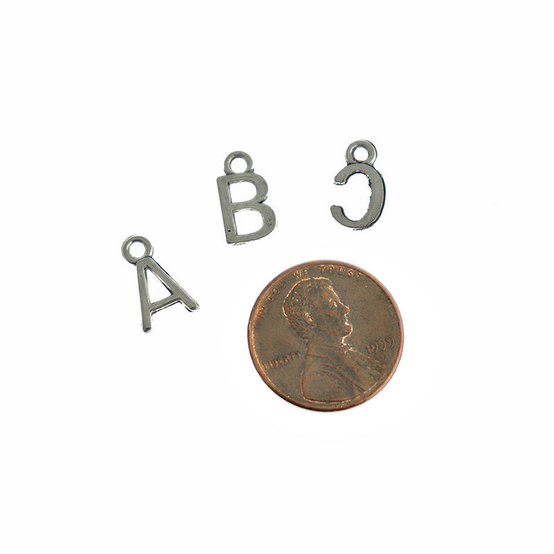 26 breloques de ton argent antique de lettre de l'alphabet - 1 ensemble - ALPHA300