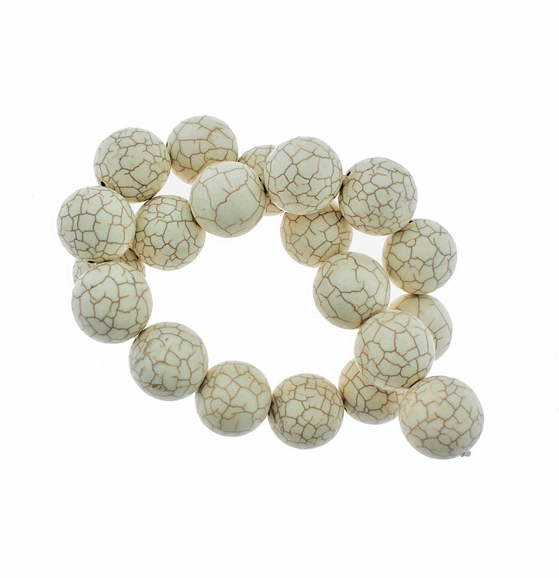 Perles rondes de turquoise blanche naturelle 4mm - 20mm - Choisissez votre taille - Marbre crème - 1 brin complet de 15,5" - BD1822