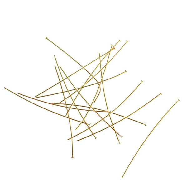 Gold Tone Brass Flat Head Pins - 70mm - 50 Pins - PIN060