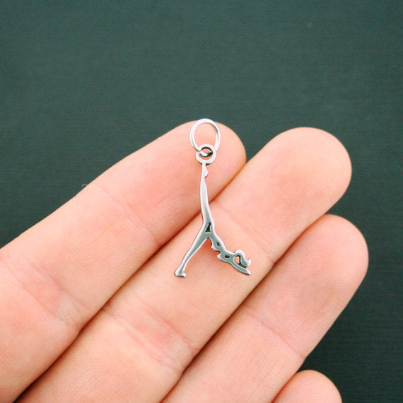 SALE Yoga Pose Silver Tone Stainless Steel Charm - SC6097