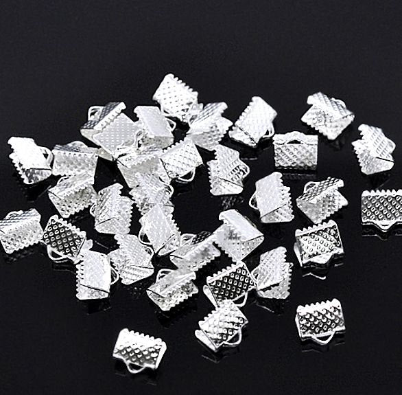 Embouts de ruban argenté - 8 mm x 6 mm - 50 pièces - FD058