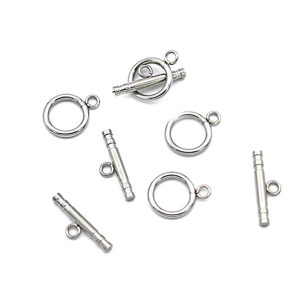Stainless Steel Toggle Clasps 22mm x 13mm - 5 Sets 10 Pieces - FD976