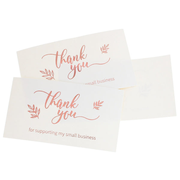 50 cartes de visite de remerciement en or rose - "Merci de soutenir ma petite entreprise" - TL172