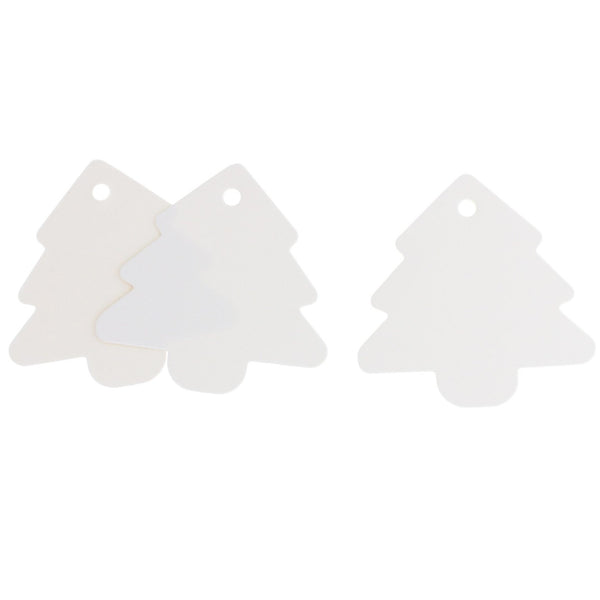 20 étiquettes en papier sapin de Noël blanc - TL177
