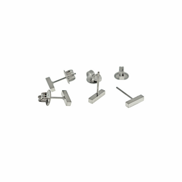 Stainless Steel Earrings - Bar Studs - 8mm x 3mm - 2 Pieces 1 Pair - ER798