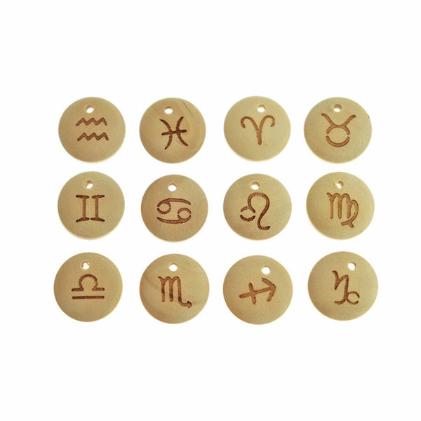Zodiac Wood Charm Collection 12 breloques différentes - COL247