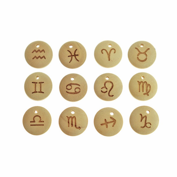 Zodiac Wood Charm Collection 12 Different Charms - COL247H