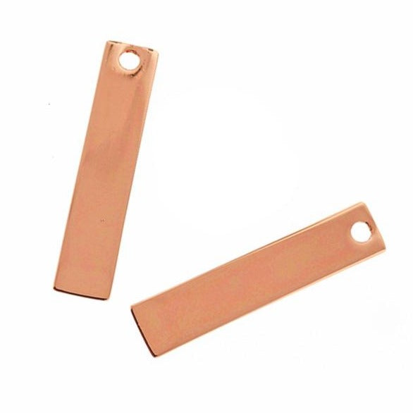SALE Rectangle Bar Stamping Blanks - ImpressArt Artisan 18K Rose Gold Premium Pewter - 1 1/2" x 5/16" - 2 Tags - 25% Off - AA302