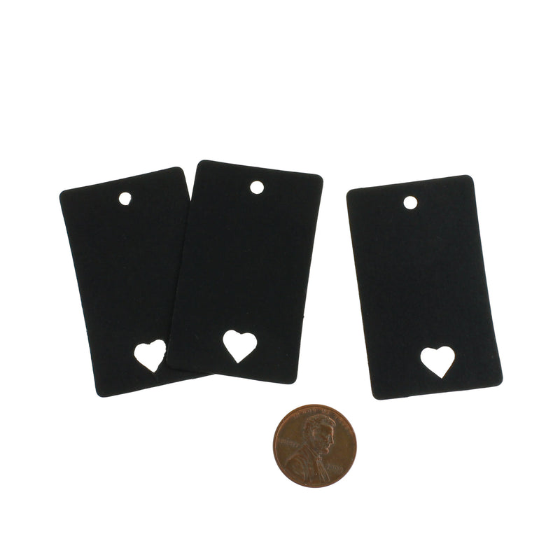 50 Black Paper Tags With Heart Cutout - TL130