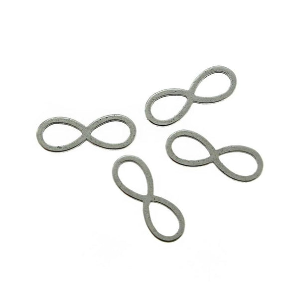 8 Infinity Silver Tone Stainless Steel Charms 2 Sided - MT733