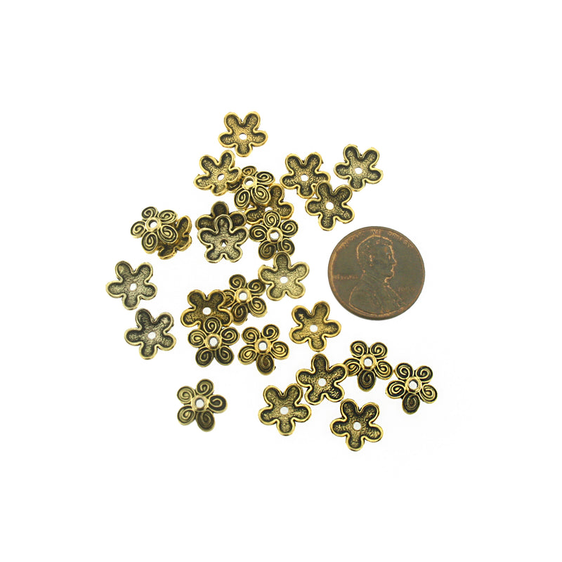 Capuchons de perles de ton or antique - 10 mm x 3,5 mm - 50 pièces - FD921