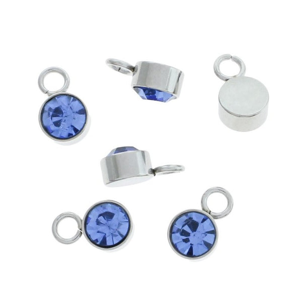 2 December Birthstone Silver Tone Stainless Steel Charms - DBD689