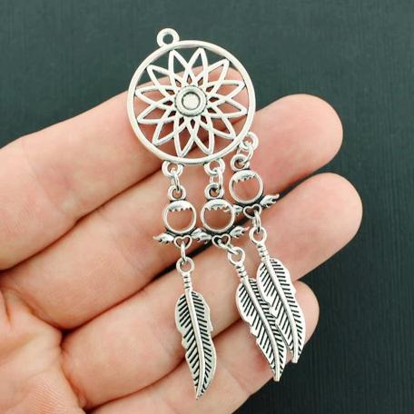 Dream Catcher Antique Silver Tone Charms 2 Sided - SC7867