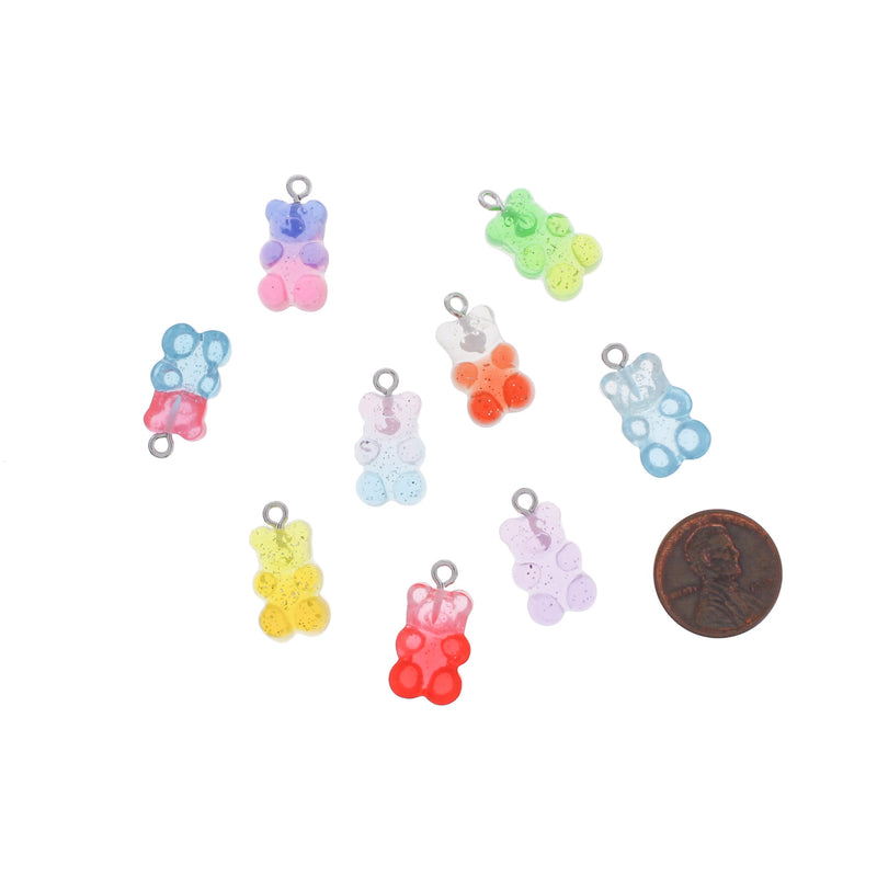 10 Assorted Candy Bear Resin Charms - K408
