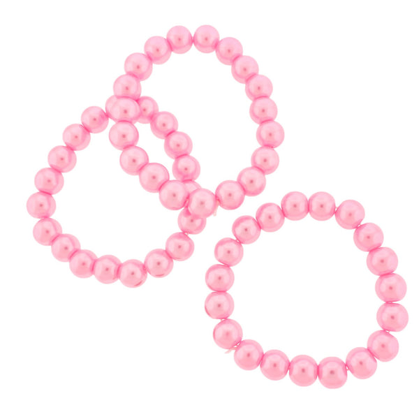 Bracelet Perles Acryliques Rondes - 45mm - Rose Bubblegum - 1 Bracelet - BB013