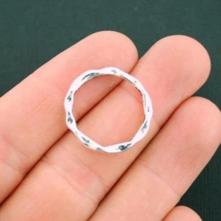 5 Linking Ring Antique Silver Tone Charms 2 Sided - SC5252