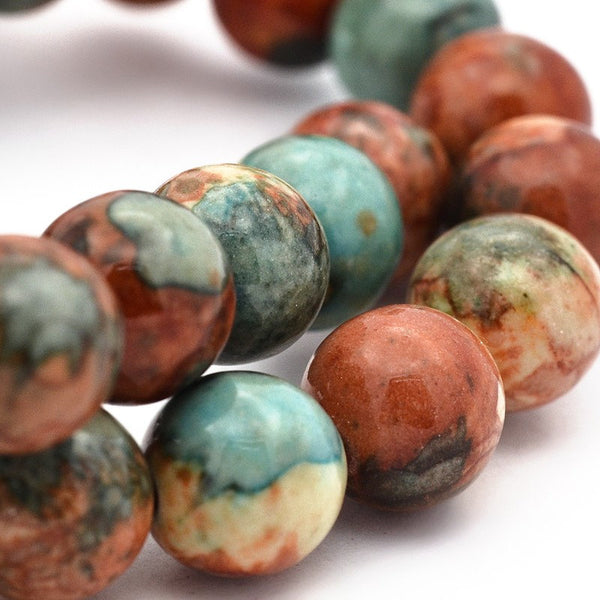 Perles de jade naturelles rondes 8mm - Tons du désert teints - 15 perles - BD889