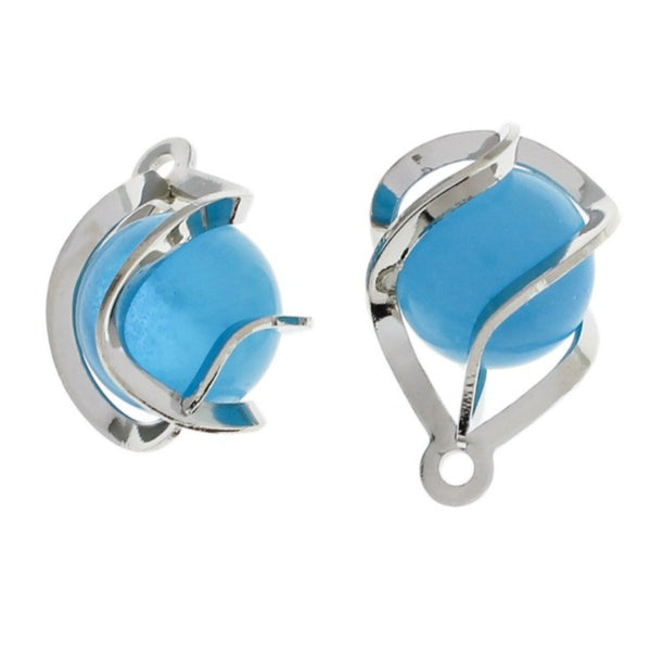 2 pendentifs en pierres précieuses œil de chat bleu - GEM163