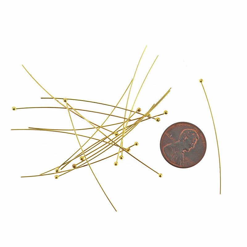 Gold Tone Ball Head Pins - 50mm - 100 Pins - PIN072