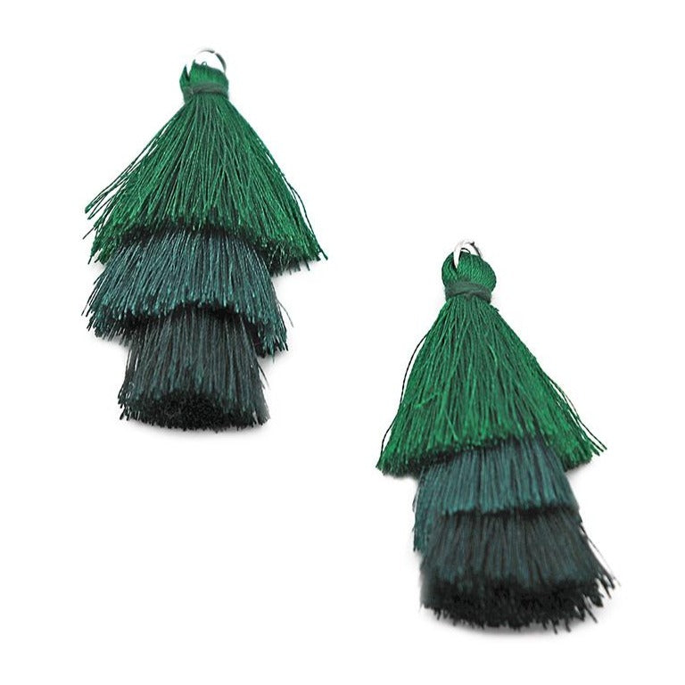 Polyester Tassel 60mm - Forest Green Tones - 2 Pieces - TSP165