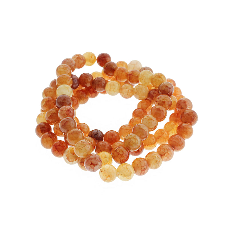 Perles rondes imitation pierres précieuses 8 mm - Orange coucher de soleil - 1 brin 100 perles - BD141