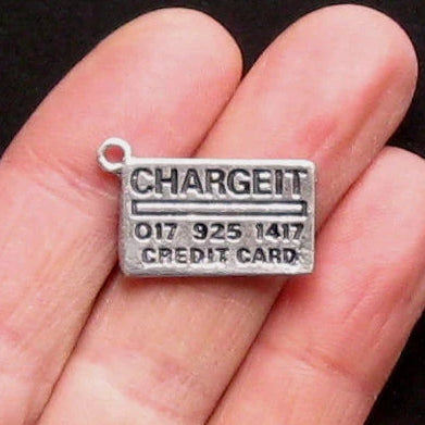 5 Credit Card Antique Silver Tone Charms - SC1260