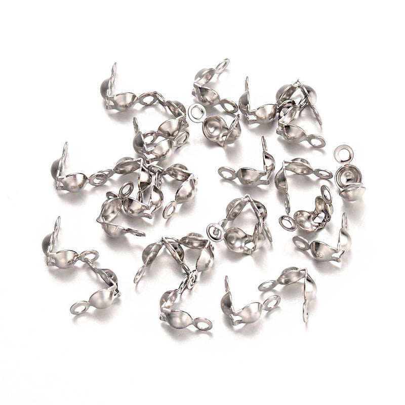 Pointes de perles argentées - 8,5 mm x 4 mm à clapet - 50 pièces - FD483