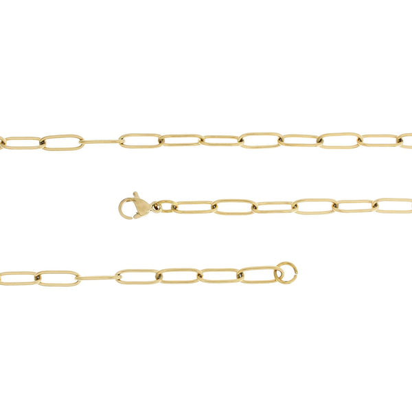 Gold Stainless Steel Cable Chain Necklace 20" - 2mm - 1 Necklace - N184