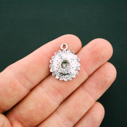 BULK 10 Flower Antique Silver and Gold Tone Charms - SC2187