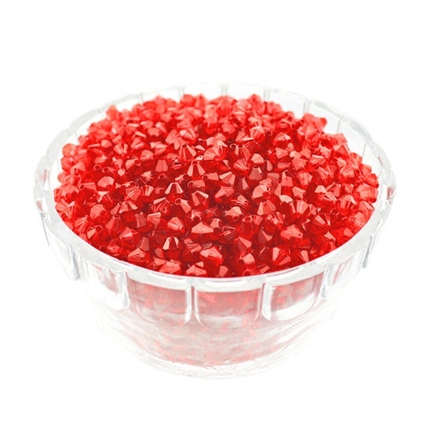 Faceted Acrylic Beads 6mm -Polished Red - 50 Beads - BD2208