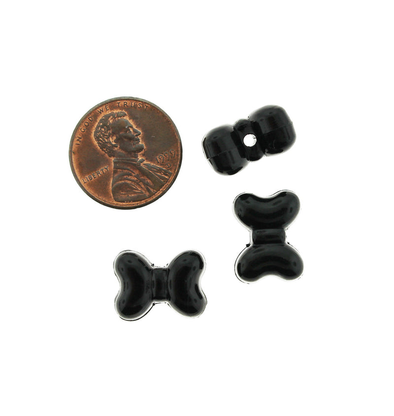 Bow Acrylic Beads 11.5mm x 15mm - Black Bow - 20 Beads - K199