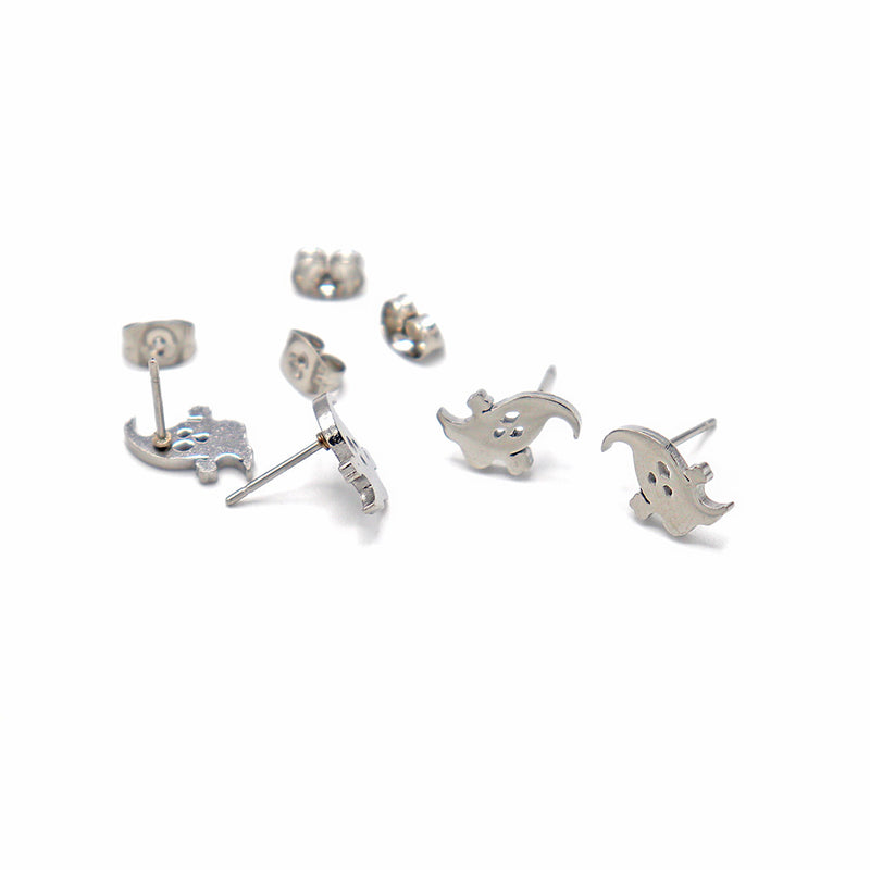 Stainless Steel Earrings - Ghost Studs - 10mm x 7mm - 2 Pieces 1 Pair - ER356