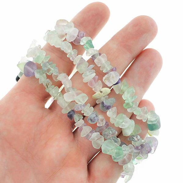 Perles de fluorite naturelles Chip 5-8mm - Violet doux et vert - 1 brin 240 perles - BD1041