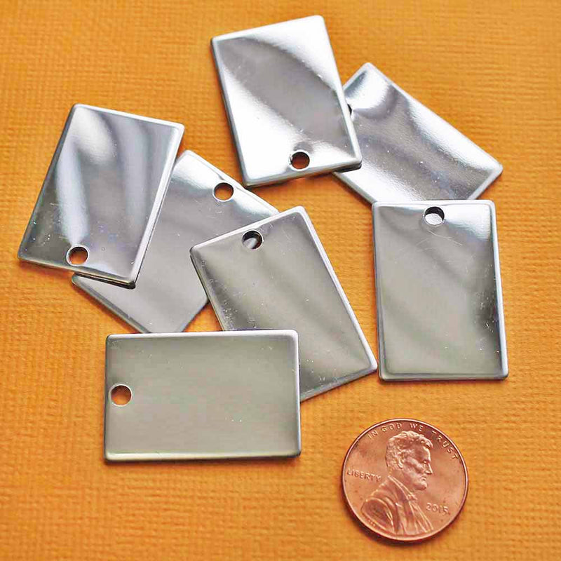 Rectangle Stamping Blanks - Stainless Steel - 20mm x 30mm - 5 Tags - MT258