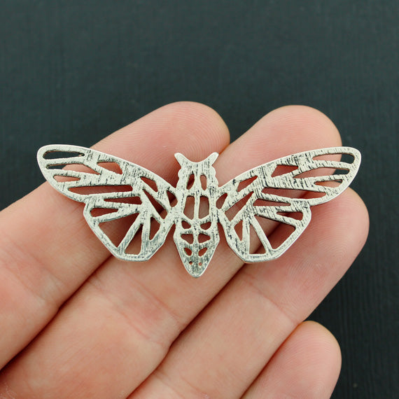 2 Origami Butterfly Antique Silver Tone Charms - SC2305