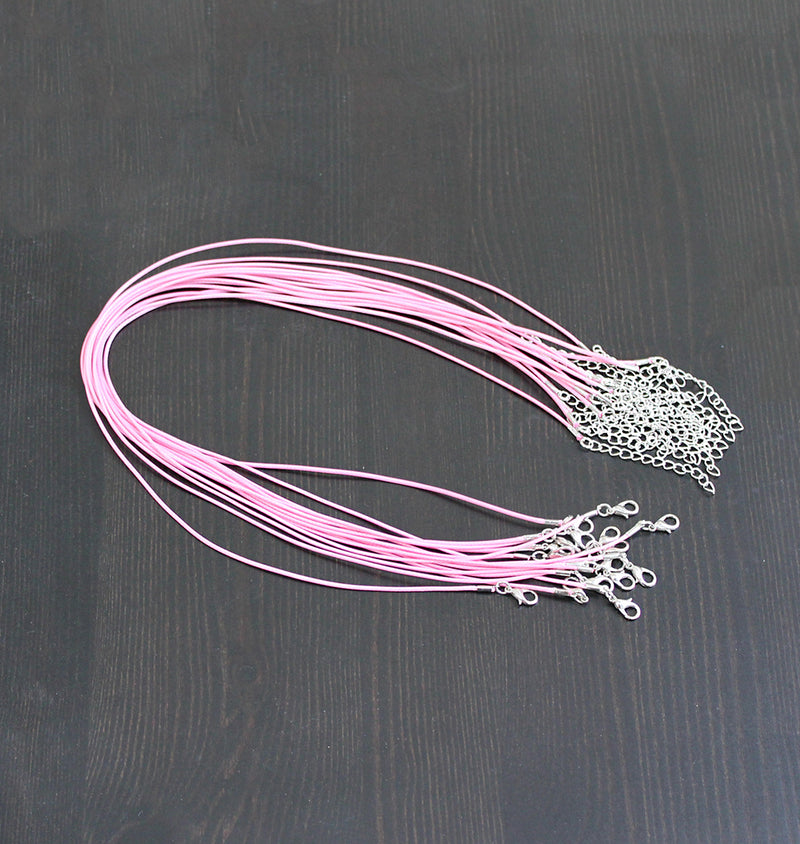 Petal Pink Wax Cord Necklace 18" Plus Extender - 2mm - 5 Necklaces - N204