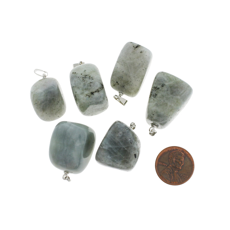 2 pendentifs en pierres précieuses de labradorite naturelle 3D - GEM144
