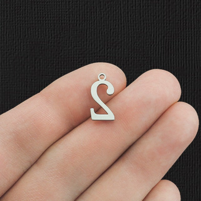 8 Number 2 Stainless Steel Charms - SSP290