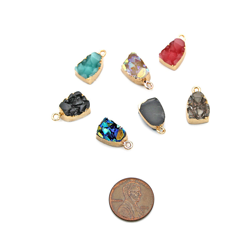 4 Assorted Druzy Gold Tone Resin Charms - K381