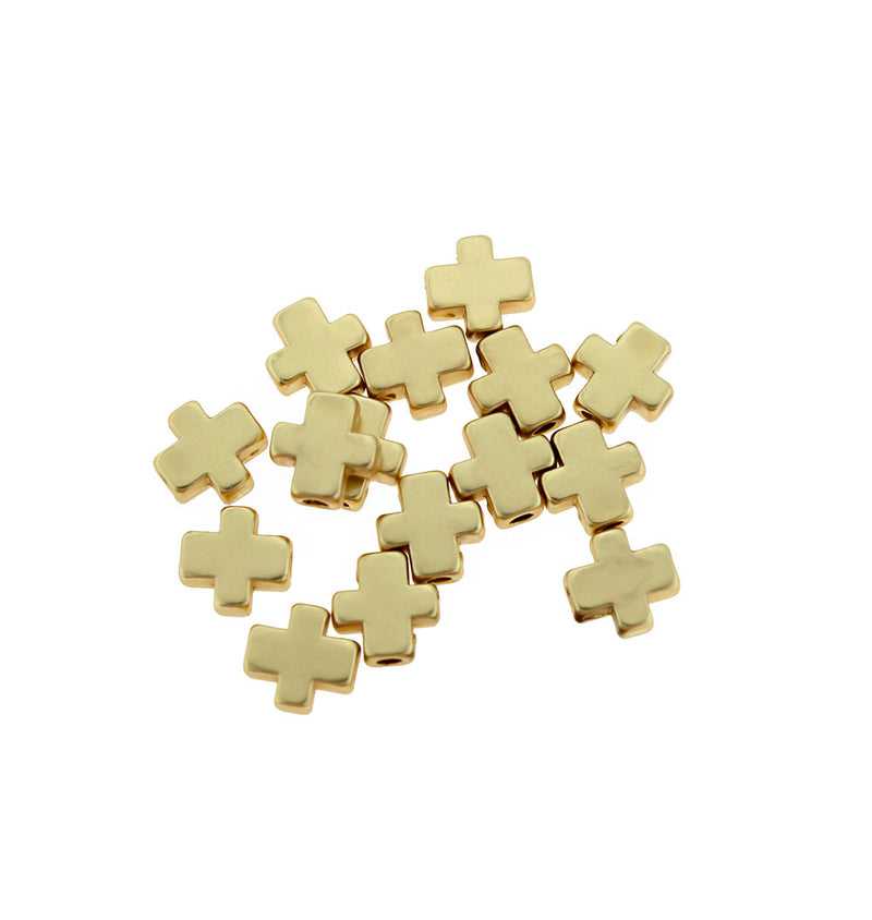 Cross Spacer Beads 8mm - Gold Plated - 5 Beads - BD1217